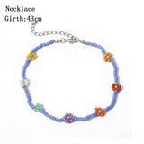Daiiibabyyy IngeSight.Z Bohemian Colorful Beads Flower Choker Necklace for Women Summer Statement Short Collar Clavicle Chain Jewelry