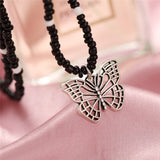 Goth Baroque Pearl Butterfly Pendant Necklace for Women Vintage Multi Layer Link Chain Necklace Punk Aesthetic Jewelry 2022 daiiibabyyy