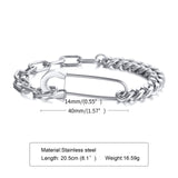 Daiiibabyyy Man Bracelet,Safety Pin Bracelet, Half Cuban Link Chain Bracelet , Half Rectangle Link Bracelet, Men Jewelry
