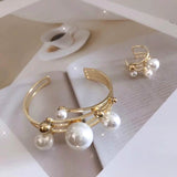 Daiiibabyyy Fashion Big Pearls Cuff Bracelets & Bangles For Women Classic New Jewelry Personality Statement Open Bracelet Christmas Gifts