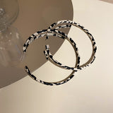 European and American Exaggerated Black and White Artificial Leather Hoop Earrings For Woman Gothic Fashion Jewelry Accessories daiiibabyyy