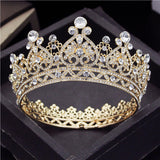 Daiiibabyyy Baroque Vintage Circle Bride Crown Crystal Diadem Pageant Headdress Bridal Tiaras and Crowns Wedding Hair Jewelry Accessories