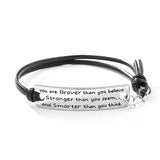 2021 New Engraved Leather Bracelet For Men Black Color customize Stainless Steel Bracelets For Women Men ID Bracelet Gift Party daiiibabyyy