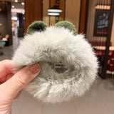 2021 New Hair Accessories Fake Fur Hair Rope Bear Scrunchies Women Girls Elastic Hair Rubber Bands Hair Ring Ponytail Holder daiiibabyyy