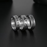 Daiiibabyyy Rotatable Titanium Steel Ring Retro Silver Color Star Moon Matte Rings Punk Women Men Prom Stress Reliever Finger Jewelry