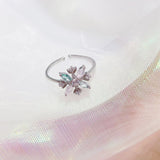 Fashion Delicate Zircon Crystal Shell Flower Heart Rings For Women Fashion Adjustable Rings Sweet Moon  Micro Pave Party Gifts daiiibabyyy