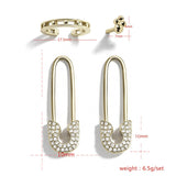 New Arrival Fashion Geometric Pin Crystal Charm Drop Earrings For Women Europe and America Punk Jewelry Trendy Statement Earring daiiibabyyy