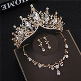 Baroque Wedding Bridal Jewelry Sets Gold Silver Color Tiaras Crowns Zirconia Jewelry Necklace Sets for Women Indian Jewelry Set daiiibabyyy