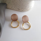 Vintage Brown Blue Enamel Matte Drop Earrings for Women Metal Fashion Statement Dangle Earrings 2021 Trend Jewelry Party Gift daiiibabyyy