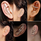 New Ear Needle Wrap Crawler Hook Earrings for Women Surround Auricle Diagonal Stud Copper Inlaid Zircon Piercing Earrings /1 Pc