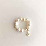 HUANZHI  New Trendy Freshwater Pearls Simple Round Geometric Adjustable Rings for Women Girls Party Jewelry Gifts daiiibabyyy