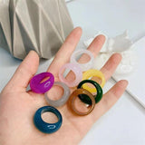 Daiiibabyyy New Korea Rings For Women Jewelry Resin Acrylic Transparent Multicolor Index Finger Accessories Fashion Girls Gifts Bague