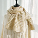 Kitted Long Winter Scarves For Women Scarf Blanket Cashmere Soft Shawl Hand knitting Scarf Solid Color Thicken Warm Scarf Girls daiiibabyyy