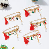 Christmas Tree Tassel Pearl Santa Claus Moon Elk Snowman Bells Gloves Snowflake Pendant 2022 Xmas Brooch Pins New Year Gifts daiiibabyyy