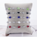 Fashion Geometric Oval Colorful Crystal Beads Bracelets For Women Elegant Silver Color Chain Charm Bracelet Birthday Party Gifts daiiibabyyy