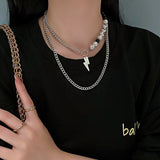 Hip Hop Trend Street Shot New Goth Lightning Pendant double hollow-out Necklace unusual gift accessory for Women 2022 Girls daiiibabyyy