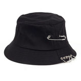 Daiiibabyyy New Fashionable Iron Ring Fisherman hat Basin Hat Summer Sun vior Cap Sunscreen Bucket Graffiti Print four Couple women and men
