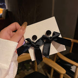 Fashion Fine Black Ribbon Bow-knot Big Dangle Earrings Femme Party Jewelry Accessory Korean Charm Drop Earring For Women brincos daiiibabyyy