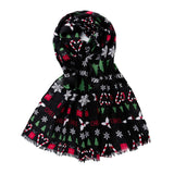 Europe and America Cross-border Hot Sale Warm Scarf Shawl 2022 Christmas Scarf Snowflake Christmas Tree Print Scarf daiiibabyyy