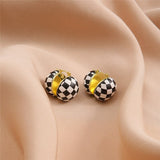 17KM Trendy Geometric Checkerboard Ball Shape Earrings For Women Fashion Colorful Lattice Drop Earrings 2022 Trend Jewelry daiiibabyyy