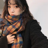 Fashion Women Long Shawl Winter Women Oil Painting Scarf British Retro Plaid Cashmere Scarf Warm Luxury Winter Women Scarves daiiibabyyy