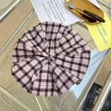 Daiiibabyyy Retro Plaid Octagonal Hats for Women Fashion Gorras Big Size Cap for Lady Elastic Berets Cap Hood Cloud hat Hair Accessories