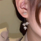 FFLACELL Korean Fashion Simple One Two-wear Tassel Zircon Earrings For Women Girls Personality All-match Party Jewelry daiiibabyyy