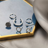 7Pcs Fashion Silver Color Heart Stud Earrings Bohemian Spiral Geometric Earrings for Women 2022 Trendy Elegant Jewelry daiiibabyyy