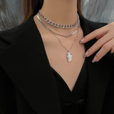 Choker Irregular Crescent Pendant Necklace For Women Metal Mujer Multi-Layer Chain Charm Jewelry Collier Femme 2022 Trend daiiibabyyy
