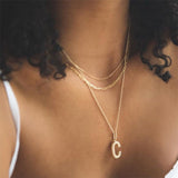 New Personality Simple Letter Necklace For Women Fashion Creative Vertical Stripes Gold 26 Letter Necklace Jewelry Gift Party daiiibabyyy