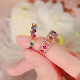 Daiiibabyyy Korean Colorful Crystal Zircon Open Rings For Women Etrendy New Design Delicate Simple Micro Pave Jewelry Adjustable Ring bijoux