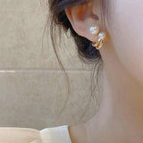 17KM Korean Asymmetrical Rhinestone Butterfly Drop Earrings For Women Girls Trendy Fashion Pearl Chain Earrings Jewelry Gifts daiiibabyyy