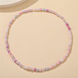 17KM Y2K Style Flower Beaded Necklace for Women Bohemian Colorful Short Beaded Pearl Choker Necklace Female Jewelry daiiibabyyy