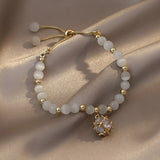 New Luxury Crystal Opal Charm Bracelets For Women Girls Adjustable Gold Color Chain Elephant Elk Zircon Pendant Bracelet Jewelry daiiibabyyy