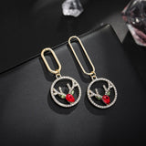 2021 New Fashion Cute Christmas Elk Stud Earrings for Women Temperament Crystal Deer Earrings Girls New Year Party Jewelry Gifts daiiibabyyy