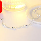 Daiiibabyyy Simple Balls Silvery Color Twist Chain Anklets for Women Classic 2mm Width Chain Foot Silver Plated Jewelry Gift for Girls