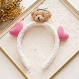 Hair Hoop Headbands 1PCS Female Solid Color Plush Scrunchies Female Korean Headdress Rabbit Bear Cartoon Face Wash Hairbands daiiibabyyy