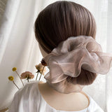 Daiiibabyyy New Net Yarn Hair Scrunchie Solid Color Hair Ties for Women Elastic Hair Ring Girl Ponytail Holder Smooth Hair Accessories