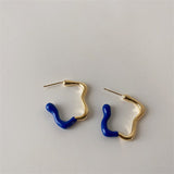 New Fashion Metal Love-heart Irregular Splicing Drip Oil Earring Korean Trend Personality All-match Party Jewelry For Women Girl daiiibabyyy