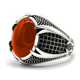 Daiiibabyyy Retro Handmade Turkish Signet Rings For Men Ancient Silver Color Carved Eagle Ring Mystic Zircon Inlay New Punk Motor Biker Ring