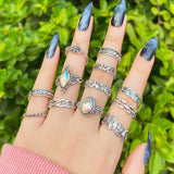 17KM Retro Silver Color Flower Butterfly Skull Rings Set For Women Men Punk Hiphop Animal Angel Wings Finger Rings Gift Jewelry daiiibabyyy