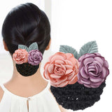 Daiiibabyyy Flower Hair Bun Elegant Headmade Hairpins Floral Bun Cover Star Hair Clip Removable Snood Girls Hair Accessories for Women