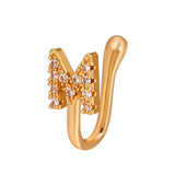 New Copper Alphabet Fake Nose Ring Cuff Non Piercing Letter Nose Ring Clip on Fake Nose Piercing Jewelry Ear Cuff Earring Women daiiibabyyy