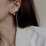17KM Korean Asymmetrical Rhinestone Butterfly Drop Earrings For Women Girls Trendy Fashion Pearl Chain Earrings Jewelry Gifts daiiibabyyy