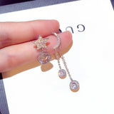 2021 Hot Sale Fashion Asymmetry Bling Star Moon Stud Earring Exquisite Luminous Zirconia Temperament Bohemia Women Earring Gift daiiibabyyy