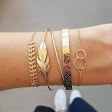 1Set Bohemian Tassel Chain Bracelet Set for Women Girls Bohemia Geometric Leaves Multilayer Charm Bracelet Jewelry Accessories
