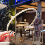 New Simple Full Pearls Women Hairbands Sweet Headband Hair Hoops Holder Ornament Head Band Lady Elegant Fashion Hair Accessories daiiibabyyy