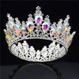 Daiiibabyyy Baroque Crystal Tiaras Circle Wedding Crown Queen Diadem Pageant Tiara Crown For Bride Hair Jewelry Accessories