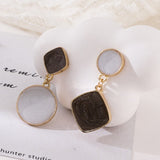 Korean temperament simple geometric asymmetrical earrings elegant ladies stud earrings Ear clip daiiibabyyy