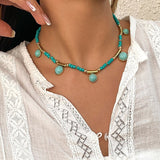Daiiibabyyy New INS Creative National Style Fashion Temperament Necklace High-quality Handmade Natural Stone Choker Fashion Jewelry Gift